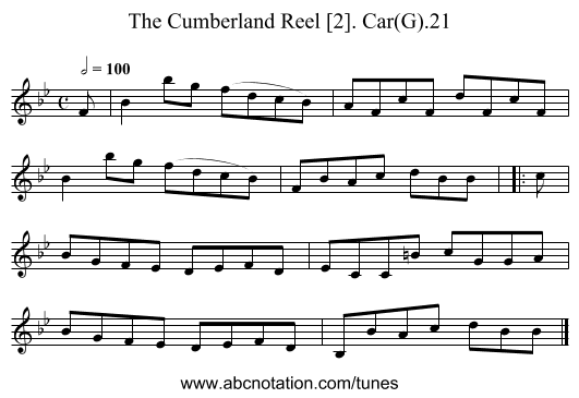 Cumberland Reel [2]. Car(G).21, The - staff notation