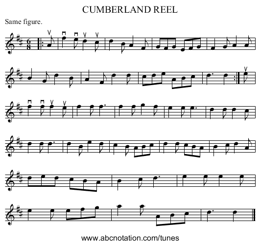 CUMBERLAND REEL - staff notation