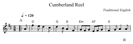 Cumberland Reel - staff notation