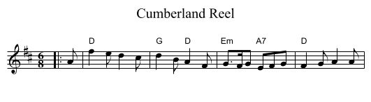 Cumberland Reel - staff notation