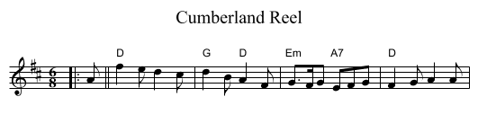 Cumberland Reel - staff notation