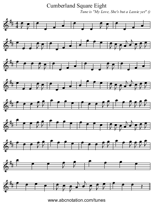Cumberland Square Eight - staff notation