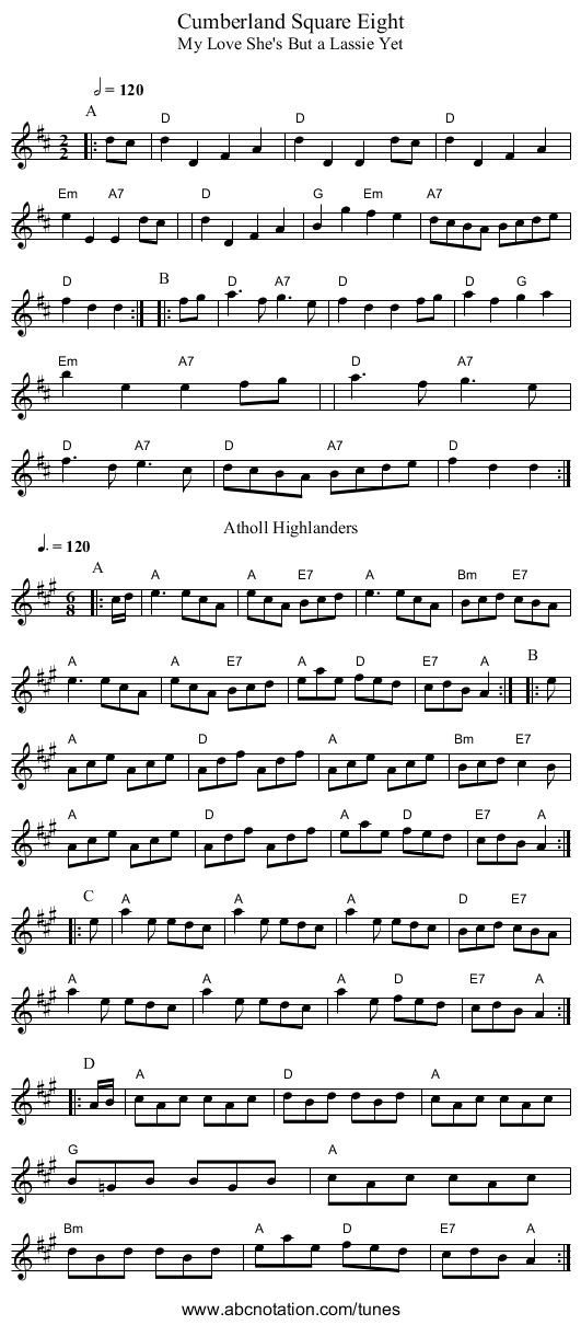 Cumberland Square Eight - staff notation