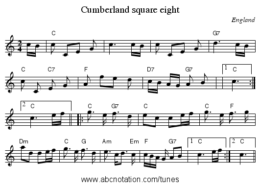 Cumberland square eight - staff notation