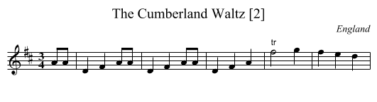 Cumberland Waltz [2], The - staff notation
