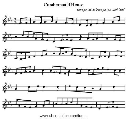 Cumbernauld House - staff notation