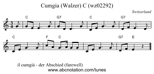Cumgia (Walzer) C (wz02292) - staff notation