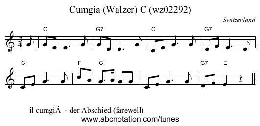 Cumgia (Walzer) C (wz02292) - staff notation