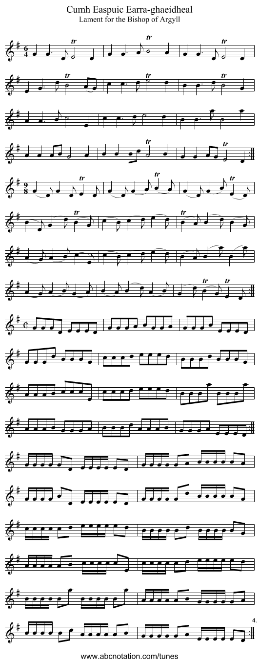Cumh Easpuic Earra-ghaeidheal - staff notation