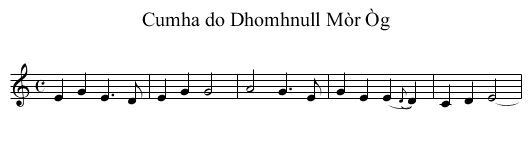 Cumha do Dhomhnull Mòr Òg - staff notation
