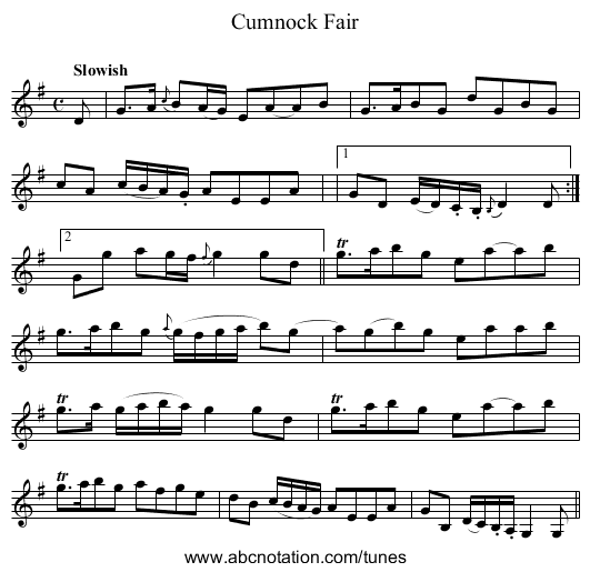 Cumnock Fair - staff notation