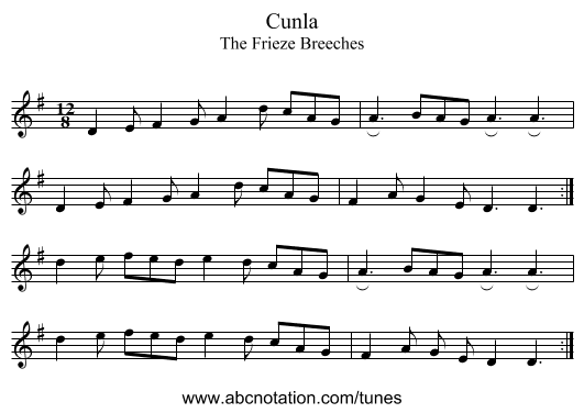 Cunla - staff notation