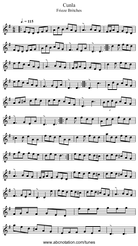 Cunla - staff notation