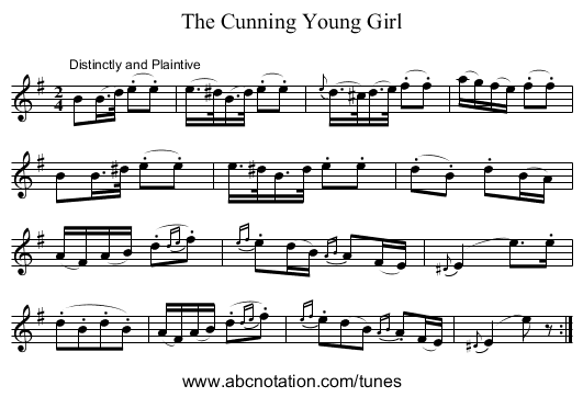 Cunning Young Girl, The - staff notation