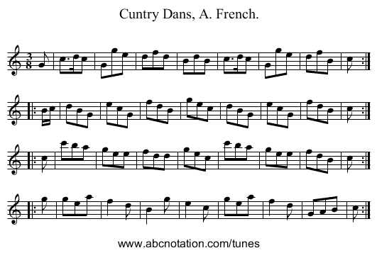 Cuntry Dans, A. French. - staff notation