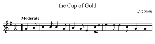 Cup of Gold, the  - staff notation