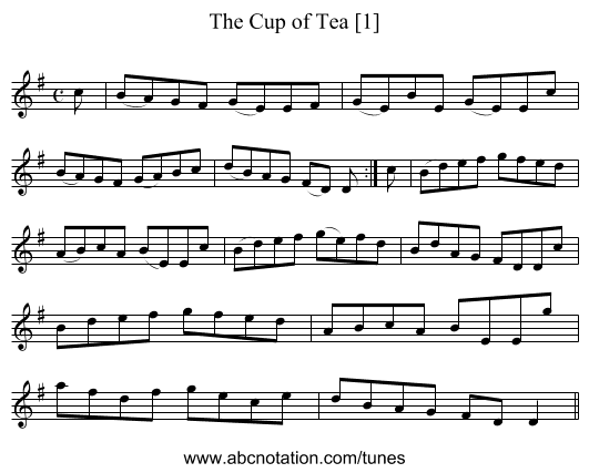 Cup of Tea [1], The - staff notation
