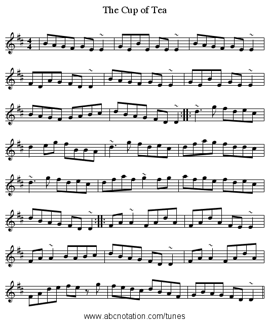Cup of Tea, The - staff notation
