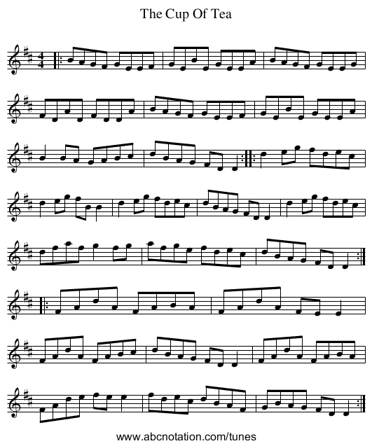 Cup Of Tea, The - staff notation