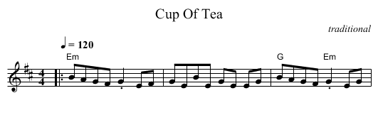 Cup Of Tea - staff notation