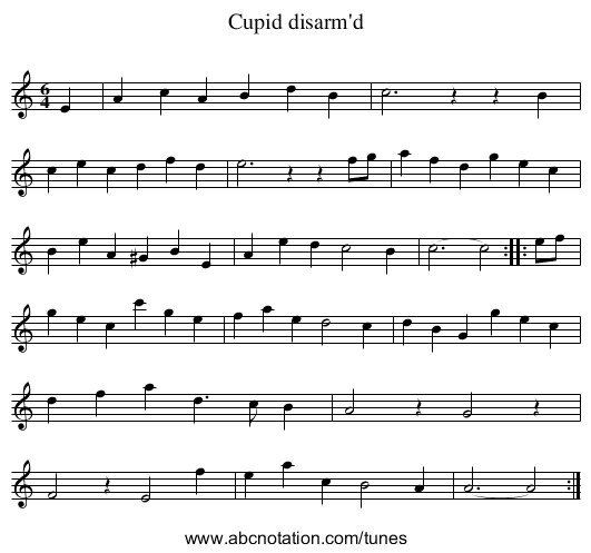 Cupid disarm'd - staff notation