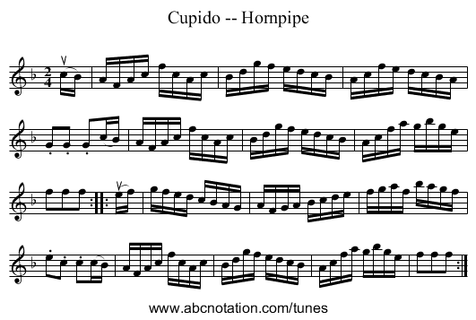 Cupido -- Hornpipe - staff notation