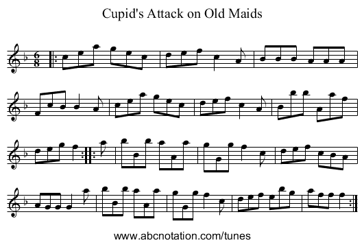 Cupid's Attack on Old Maids - staff notation