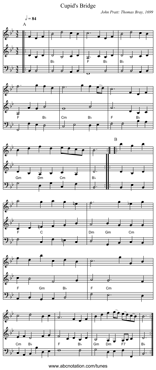 Cupid's Bridge - staff notation