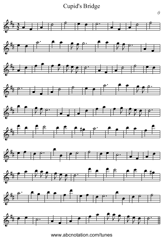Cupid's Bridge - staff notation