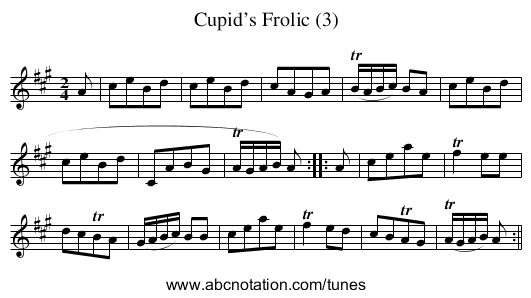 Cupid’s Frolic (3) - staff notation