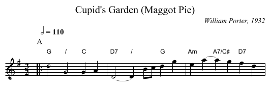 Cupid's Garden (Maggot Pie) - staff notation