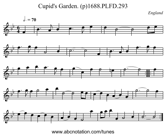 Cupid's Garden. (p)1688.PLFD.293 - staff notation