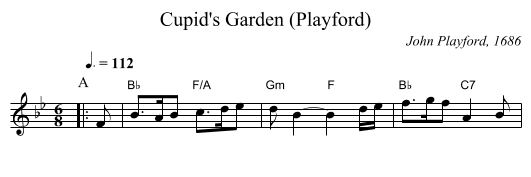 Cupid's Garden (Playford) - staff notation