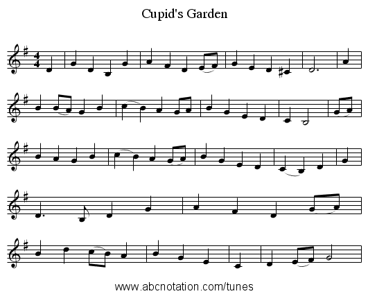 Cupid's Garden - staff notation