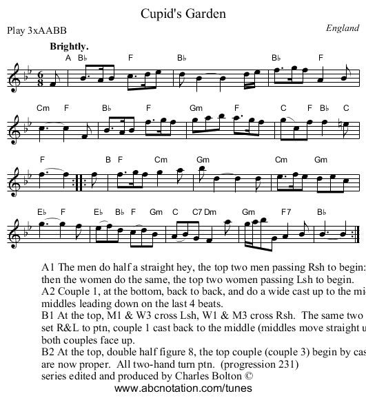 Cupid's Garden - staff notation