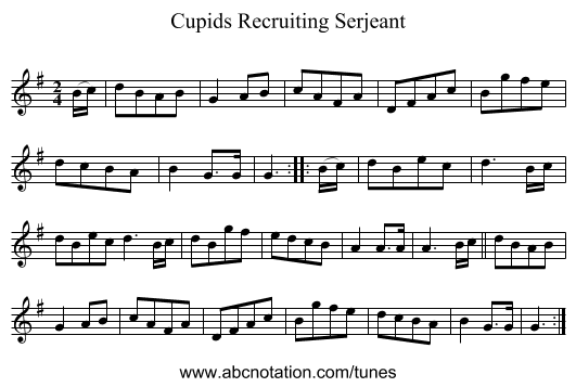Cupids Recruiting Serjeant - staff notation