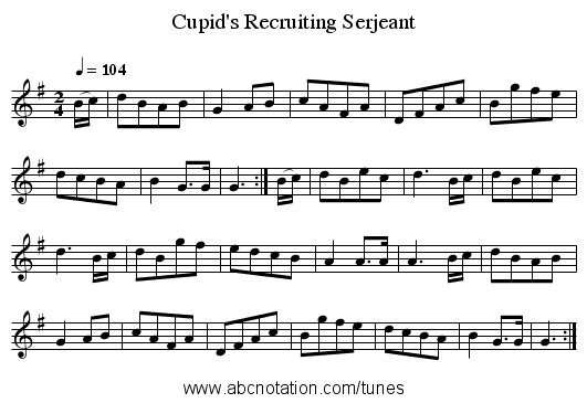 Cupid's Recruiting Serjeant - staff notation