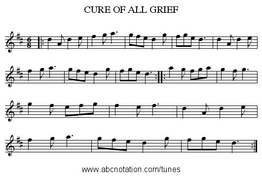 CURE OF ALL GRIEF - staff notation