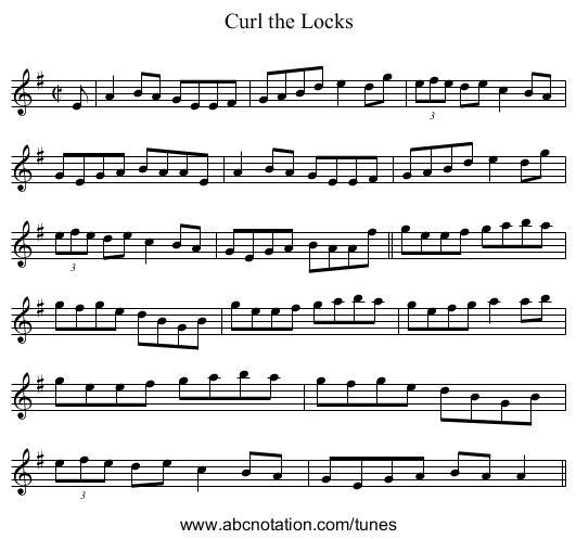 Curl the Locks - staff notation