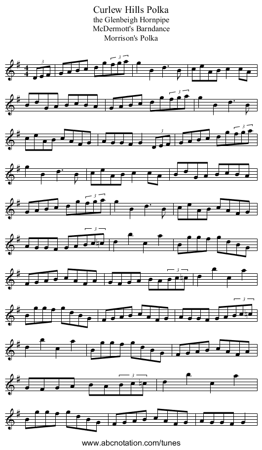 Curlew Hills Polka - staff notation
