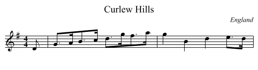 Curlew Hills - staff notation