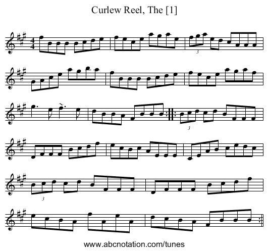 Curlew Reel, The [1] - staff notation