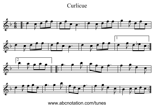 Curlicue - staff notation