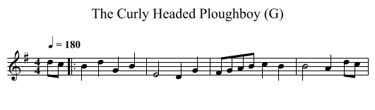Curly Headed Ploughboy (G), The - staff notation