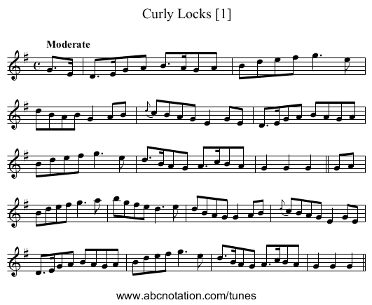 Curly Locks [1] - staff notation