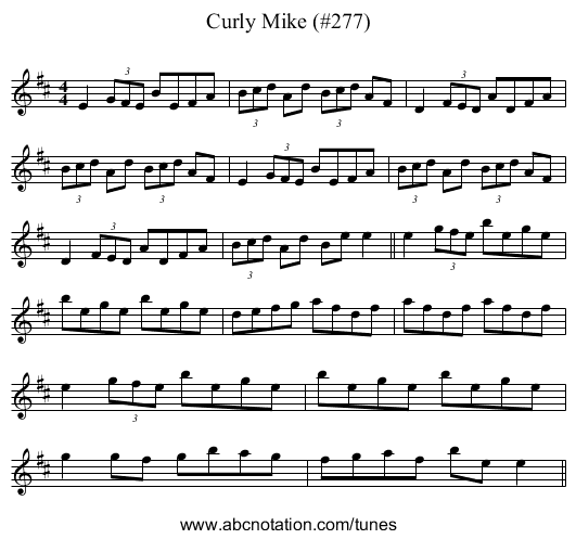 Curly Mike (#277) - staff notation