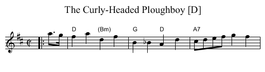 Curly-Headed Ploughboy [D], The - staff notation