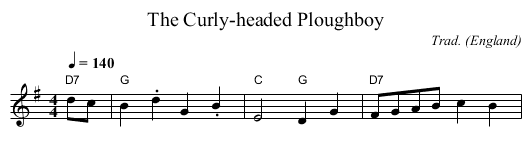 Curly-headed Ploughboy, The - staff notation