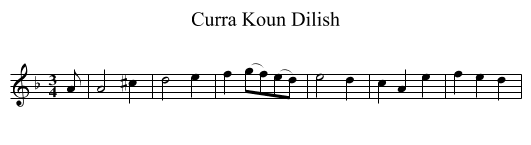 Curra Koun Dilish - staff notation