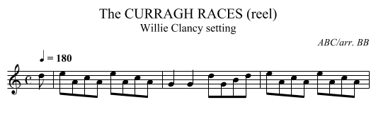 CURRAGH RACES (reel), The - staff notation